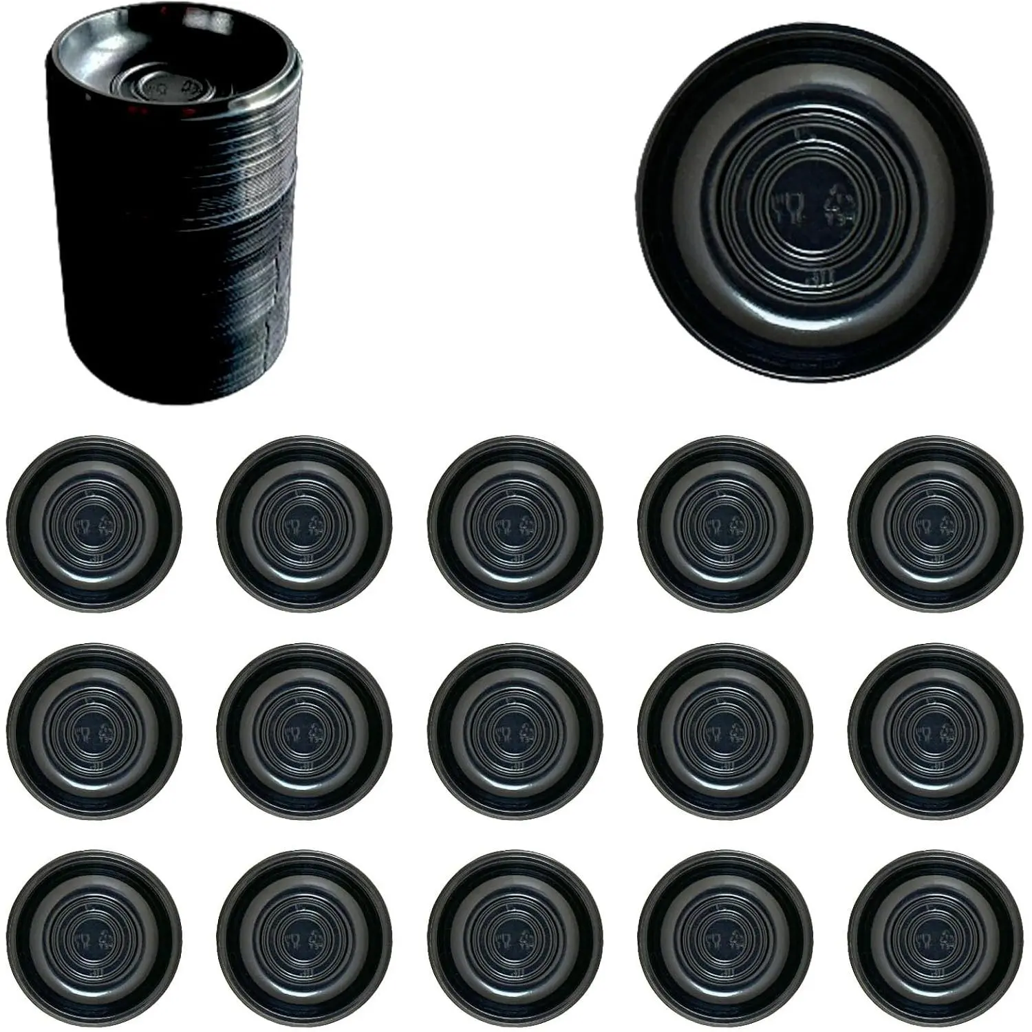 100 count Plastic Disposable Sauce Dishes, Dipping Soy Sauce Seasoning Plate Bowls, Mini Condiment Appetizer Tray for Sushi Soy Mustard Vinegar Ketchup BBQ, Black Circular