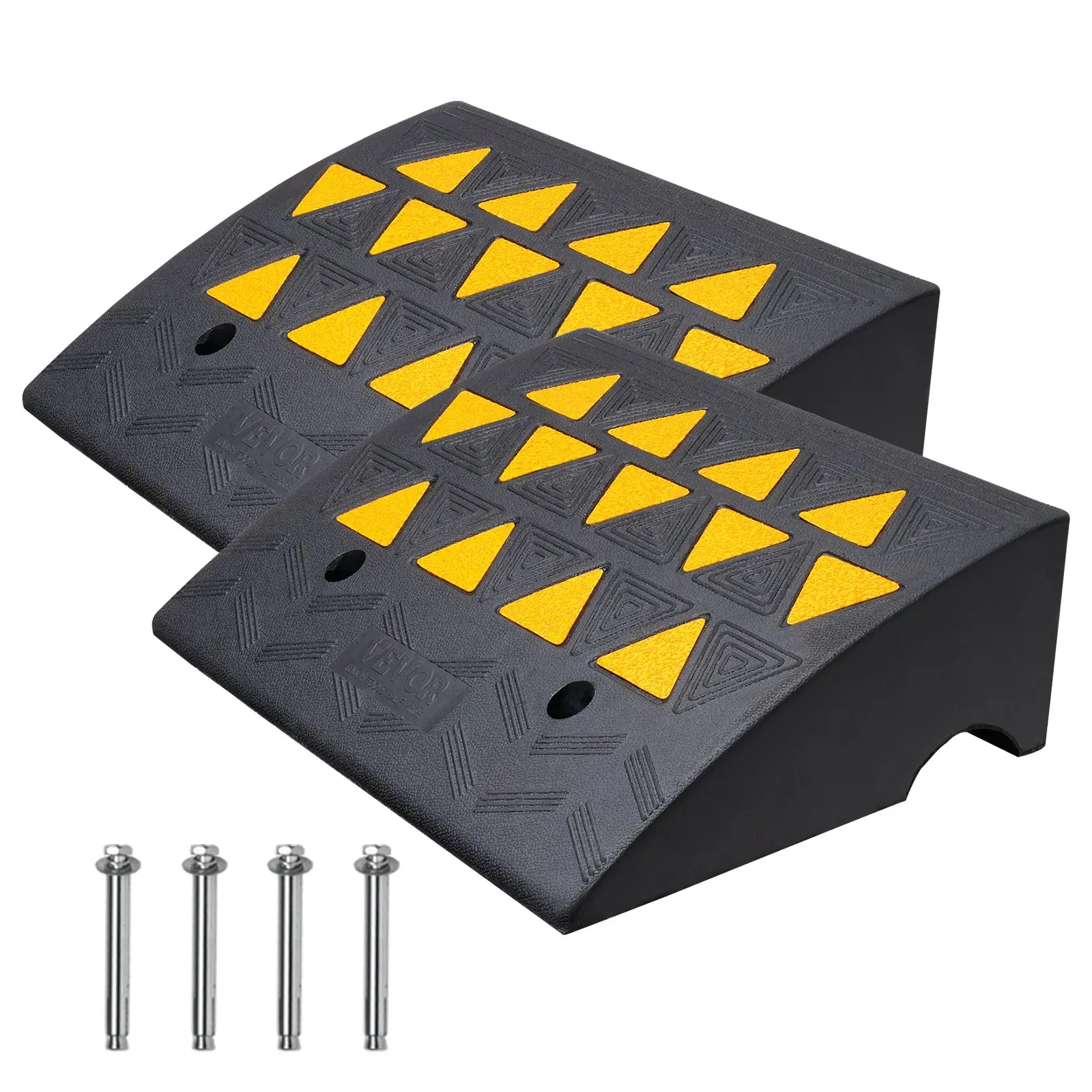 【DealsForYouDays】VEVOR Rubber Curb Ramp 2 Pack, 6" Rise Height Heavy-Duty 33069 lbs/15 T Capacity Threshold Ramps, Driveway Ramps with Stable Grid Structure for Cars, Wheelchairs, Bikes, Motorcycles