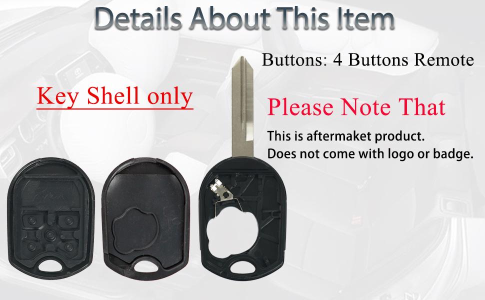 Key Fob Shell Case Replacement for Ford F150 F250 F350 F450 F550 F650 F750 Flex Explorer Expedition Lincoln Navigator MKX 2011-2020 Keyless Entry Remote Start Control 4 Button