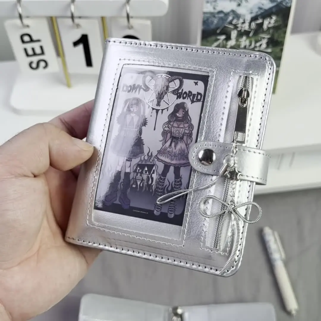 Wind Elegant Korean Silver Color M5 Loose-Leaf Notebook, Detachable Leather Diary, Portable DIY Journal, Gift Writing Supplies