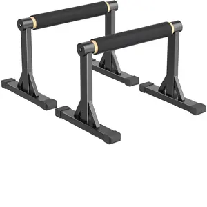 Wooden Parallel Bar and Dip Bar with Adjustable Height and Non-Slip Handles, Rock-Free Fitness Equipment for Handstands, L-Sits, Gymnastics and Strength Training for Home Gym