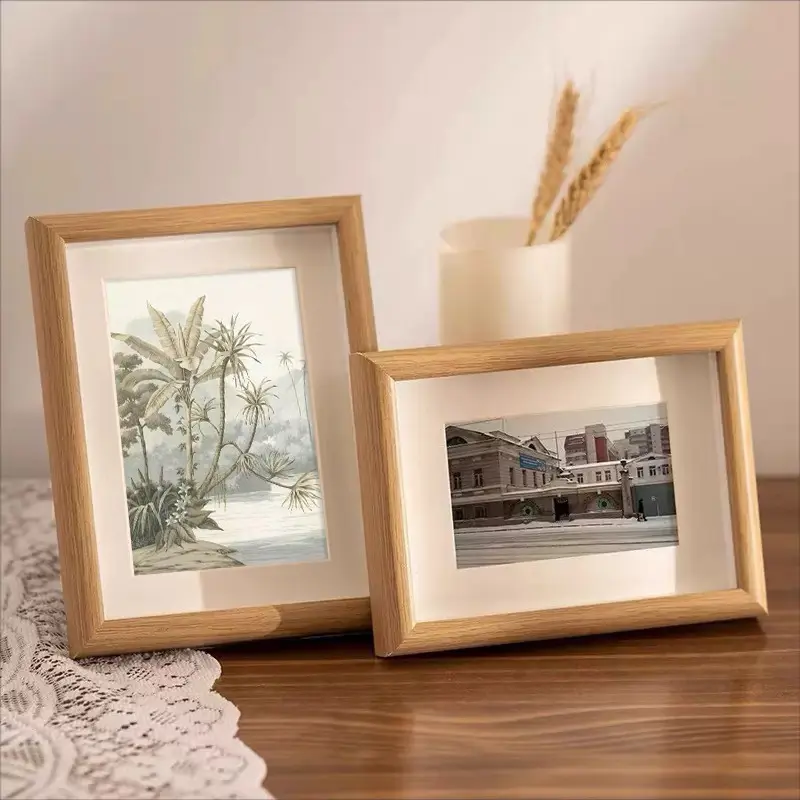 Wooden Glass Frame Photo Holder, Retro Style A4 Desktop Art Display, Creative Hanging Picture, Birthday Gift Idea, 7 Inch 8 Inch Sizes, Wood Frames