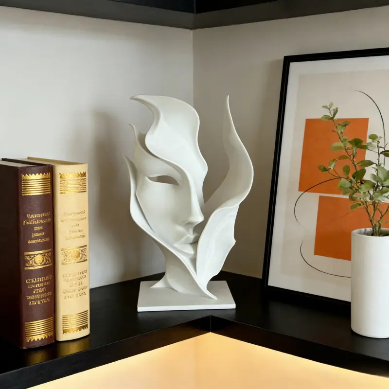 White Art Half-Face Sculpture, Modern Light Luxury Home Decor, 3D Printed Desktop Ornament, Ideal Practical Gift for Valentine's Day, Graduation & Housewarming