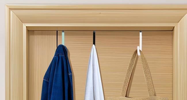 Over the Door Hooks, 4 Pack Hangers Hooks with Rubber Prevent Scratches Heavy Duty Organizer for Living Room, Bathroom, Bedroom, Kitchen Hanging Clothes, Towels, Hats, Coats, Bags White