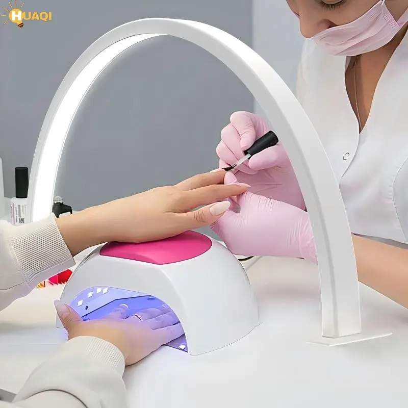 Half-Moon Manicure Table Lamp, USB Powered LED Three-Color Adjustable Light, Ideal for Nail Care and Eyelash Treatment, Perfect for Manicurists and Pedicurists