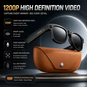 2026 Multi-Scenario Smart Wearable Eyewear, 1200P HD video Recorder Sunglasses, Qwen ChatGPT AI Voice Wake-Up Translator, Bluetooth 3D Sound Call Voice Assistant Touch Control for Business Trip, IP65 Dustproof Waterproof