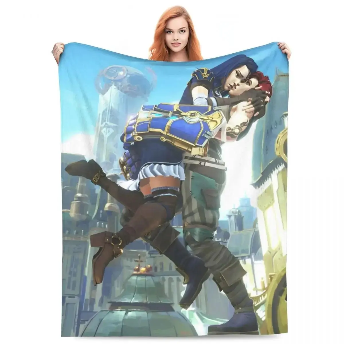 Arcane Vi Caitlyn Kiramman Flannel Blanket Soft Warm Throw for Couch, Bed, Gaming Room and Relaxation