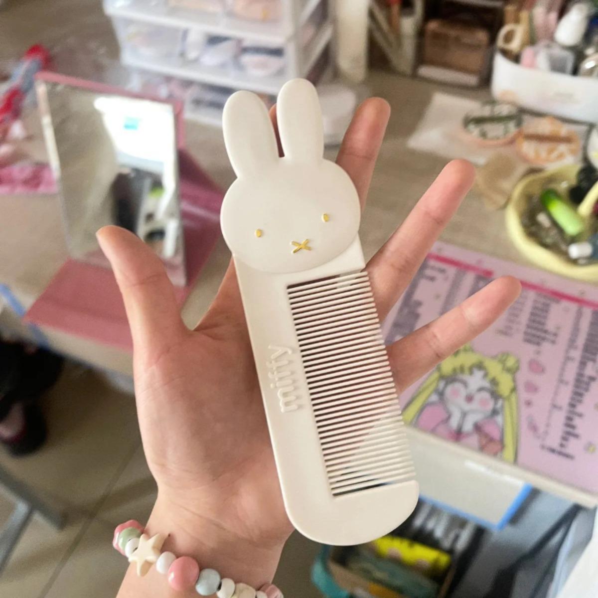 Kawaii Anime Miffy Rabbit Comb Cute Cartoon Portable Pocket Comb Smooth Hair Anti-static Multi-toothed Bangs Comb Gift for Girls