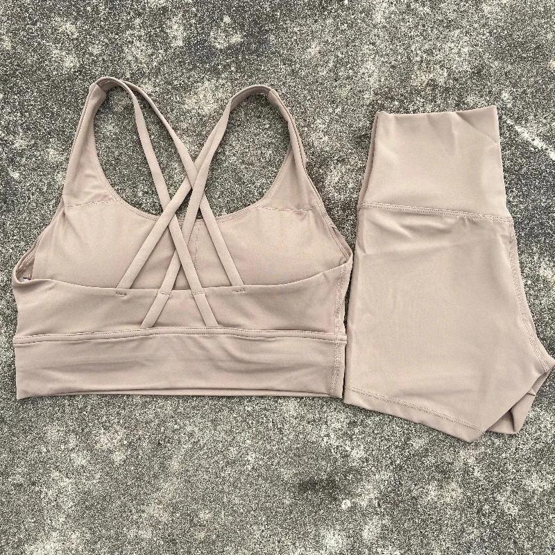 Yoga Clothes  2 Piece Gym Sports   Women Cross Back Bra Top   Fitness Suit Running Workout Tracksuit pickles and pins white set solid color two-piece leg sweatpants wear shorts Floral Tummy Control Tankini Swimsuit Boho Graphic Bandeau Vest cotton tank