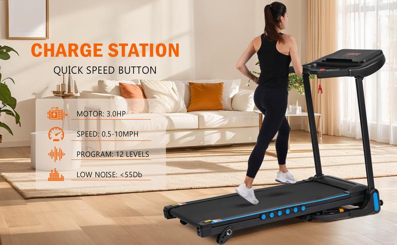 NEW Incline Treadmill for Running and Walking, 3.0 HP Treadmills For Home 350 lbs Weight Capacity Hydraulic System Auto-Folding Treadmill with Type C & USB Charge Station , 10MPH, Bluetooth Speaker vibration  plate