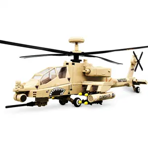 Military Series AH-64 Apache Armed Helicopter Building Blocks Model Kit Set, High Fidelity Assembly Toy, Special Accessories, Perfect Gift for Kids & Military Enthusiasts Birthday Gift, Christmas Gift, Building Block Sets