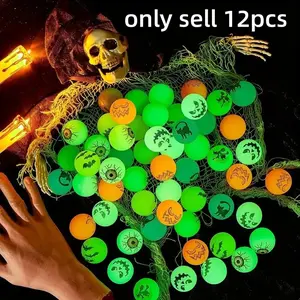 12 Pack Glow Halloween Balls, Fun Party Supplies, Classroom Games, Trick-Or-Treat Gifts, No Power Needed, Rubber Material