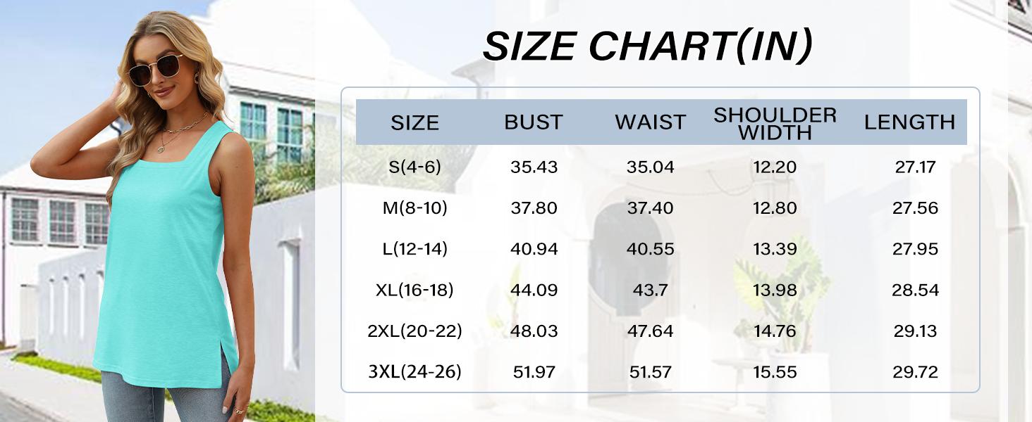 WIHOLL Summer Tank Tops for Women Square Neck Loose Fit Casual Fashion Flowy Sleeveless