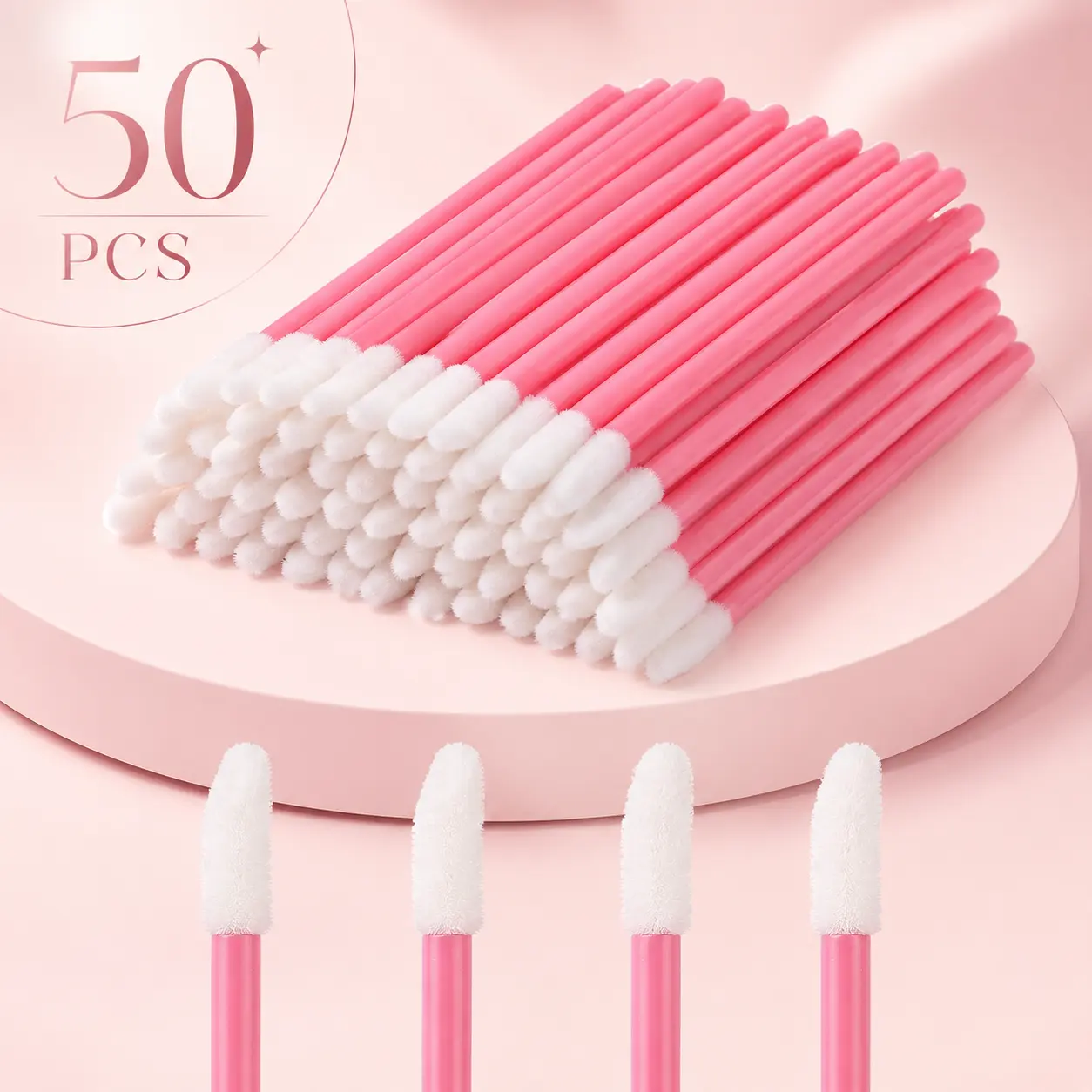 50 PCS Disposable Lip Brushes, Soft Flocked Lip Applicator Wands for Lipstick, Lip Gloss and Lip Balm, Portable Makeup Tools for Travel and Salon Use