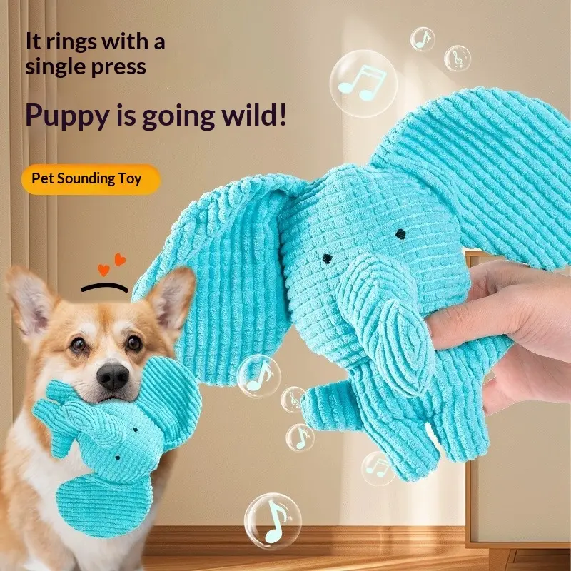 Dog Toys Sound and Grind Teeth Puppies Plush Elephant Self-Hi Boredom Relief Artifact Medium and Small Dog Pet Supplies