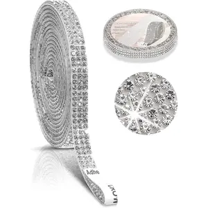 3 Yards Adhesive Rhinestone Ribbon Strips Roll,  Bling Rhinestone  Stickers Tape, Decorative Rhinestone Stickers for Craft DIY  Decoration (, 0.25 Inch x 3 Yards)