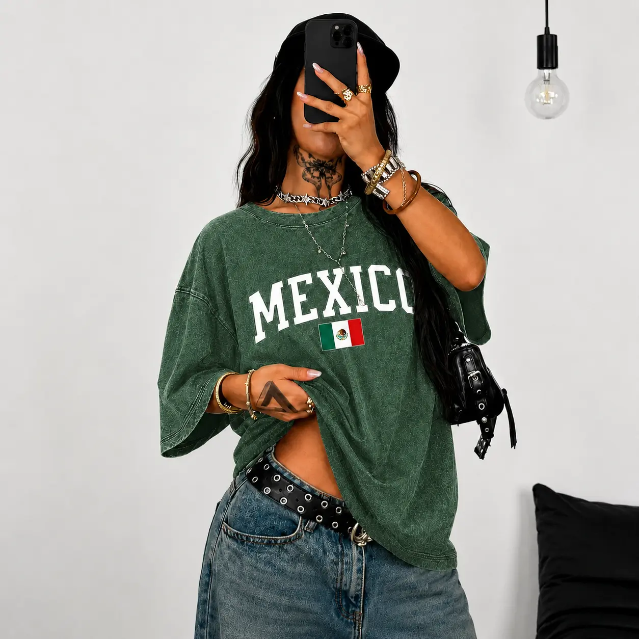 Distressed Mexico Vintage Snow Washed T-Shirt, Vintage Style Mexican Flag Graphic Tee, Latin America Travel Souvenir Gift, Comfort Soft Colors Unisex Mexico Flag Streetwear Casual Top Ideal for Campus Outfits Gatherings Outdoor Lazy Weekends Everyday Look