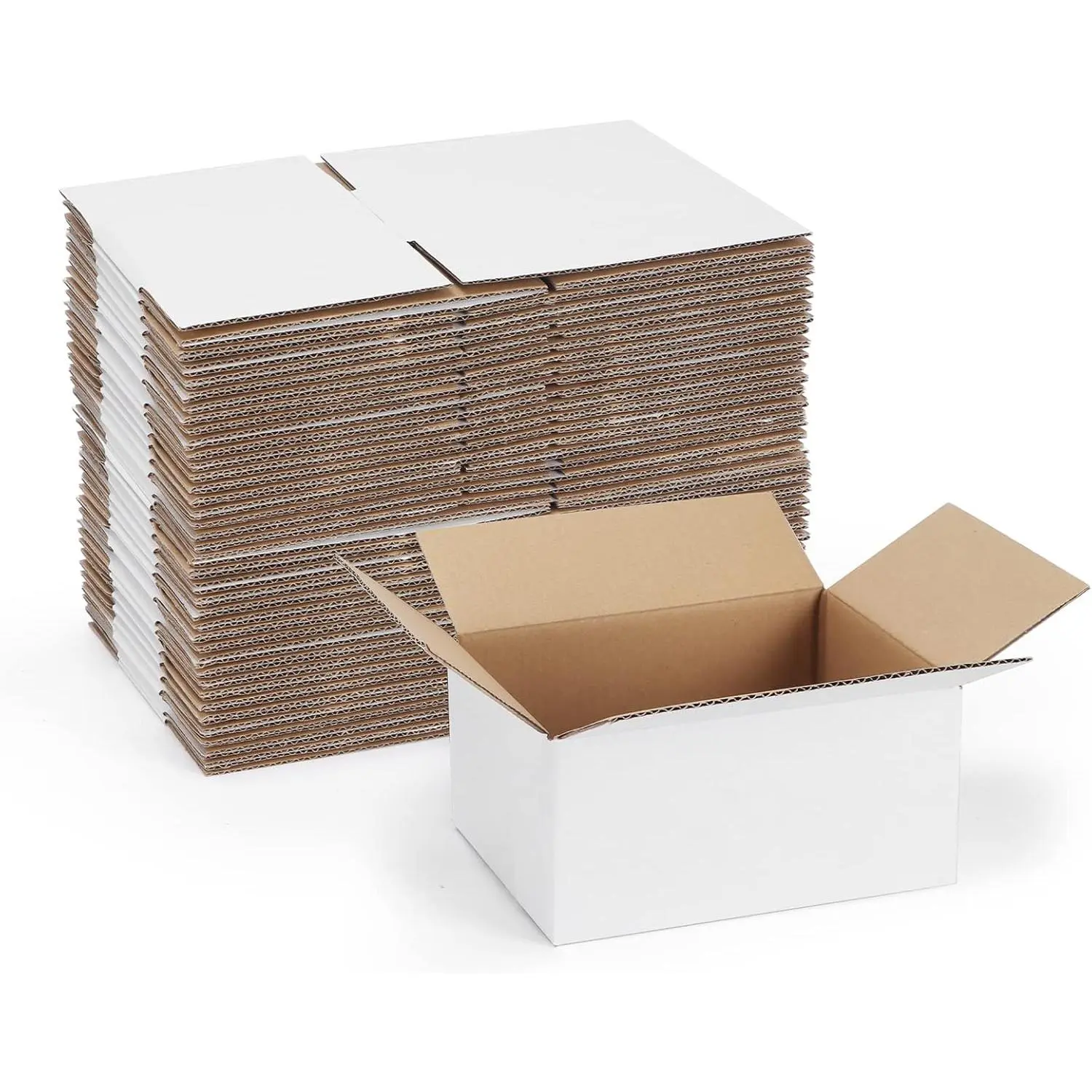 40 Pack 8x6x4 Inches Small Shipping Boxes, White Corrugated Cardboard Mailing Box for Shipping, Packing and Business Use
