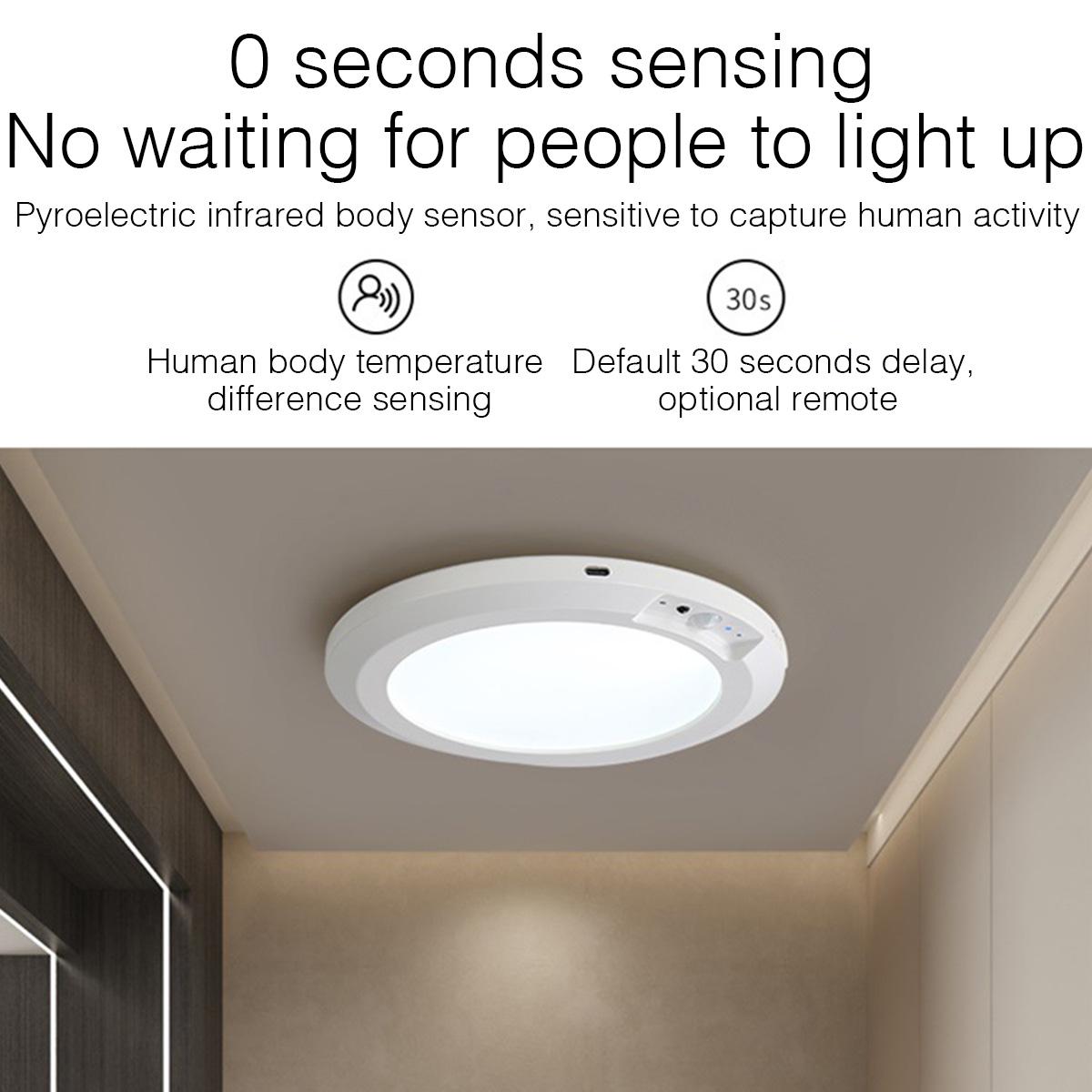 Wireless Ceiling Lights Battery Operated with Remote, Auto Motion Sensor, Ultra-Slim Dimmable Ceiling Mounting Lamp with 3 Colors