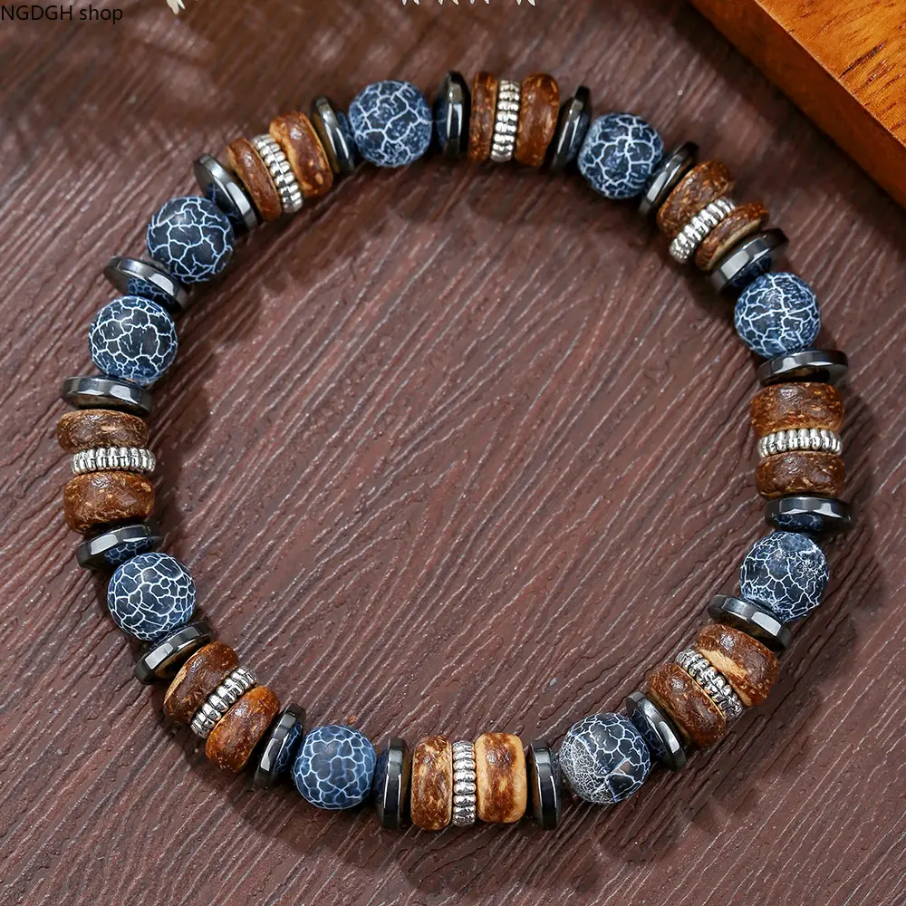 NaturalStoneBeadedBracelets,MixedGemstoneWoodHematiteStretchBracelet,BohoMulticolorCrystalBeadWristband,ElasticStackableBraceletsForMenWomenDailyWear,BeachAccessories,GiftForBirthday&CasualOutfitMatching
