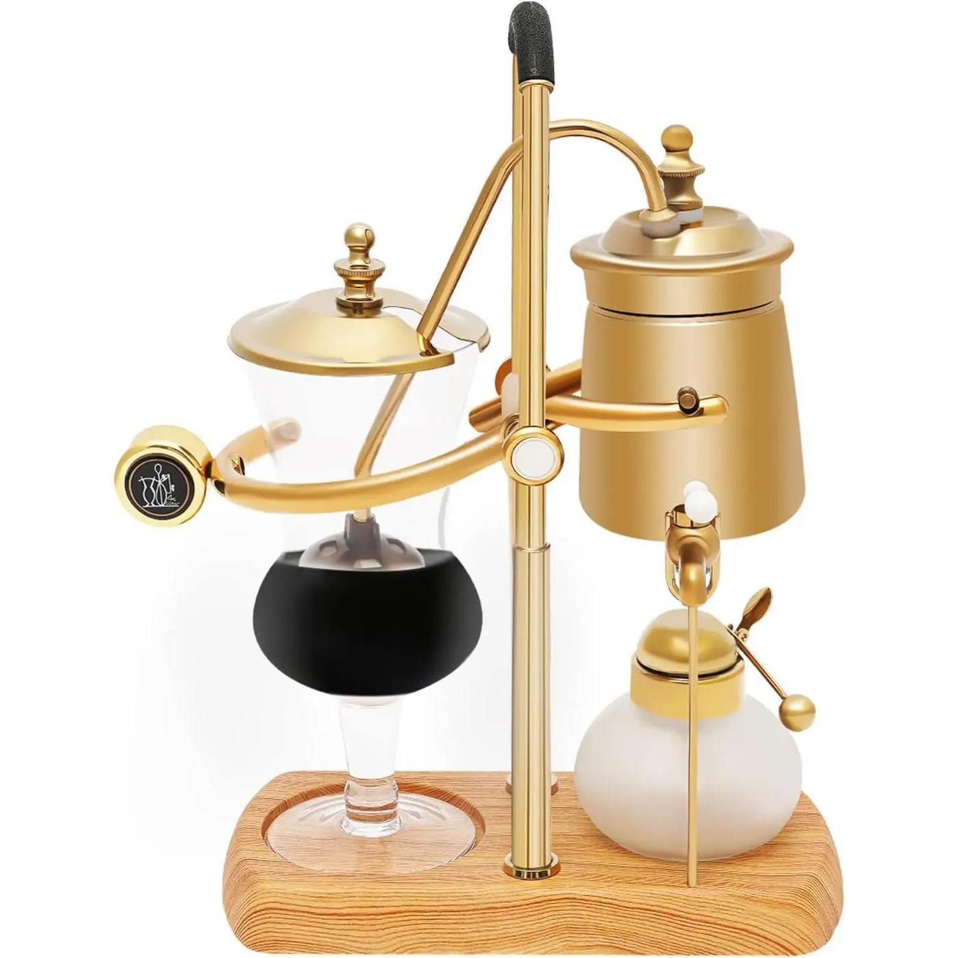 Belgian/Belgium Luxury Royal Family Balance Coffee Maker Vintage Syphon Siphon Coffee Maker Gold Color Siphon Brewer,Elegant Design Retro-Style Coffee Machine,13.53OZ Capacity Pots Glass Tea Beverage