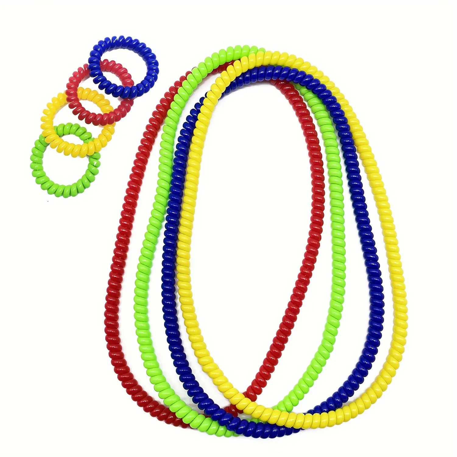Unisex 8-Pack Chewy Plastic Sensory Chew Necklaces & Bracelets - Colorful Elastic Fidget Stress Relief Toys for Tactile Stimulation, SPD Relief, Sensory Activities, Fidget Tool