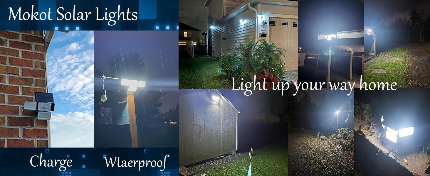 4 Modes Solar Flood Lights, 1~6 Pcs Set , 270°Wide Angle Lighting, Smart Sensor+Remote Control, Suitable for Patio, Garage Burglar, Porch, Outdoor Party, Shipment within 1-2 days