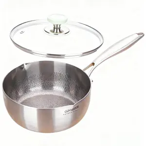 Titanium Saucepan with Lid, Non-Stick Titanium Pot, 500?F Heat Resistant,  & Even Heating,  Induction Gas Electric Glass Halogen Cooktops, -Pour Spouts Design(2 QT)