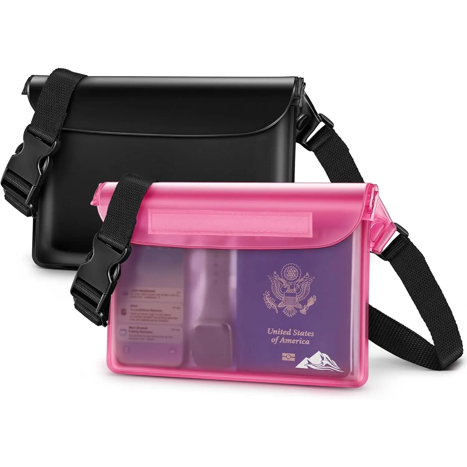 Fanny Pack,  Pouch Dry Bag 2-Pack for Phone Passport Purse, Adjustable  Strap for Swimming Kayaking Boating Paddle Board Accessories Cruise Beach Camping Essentials