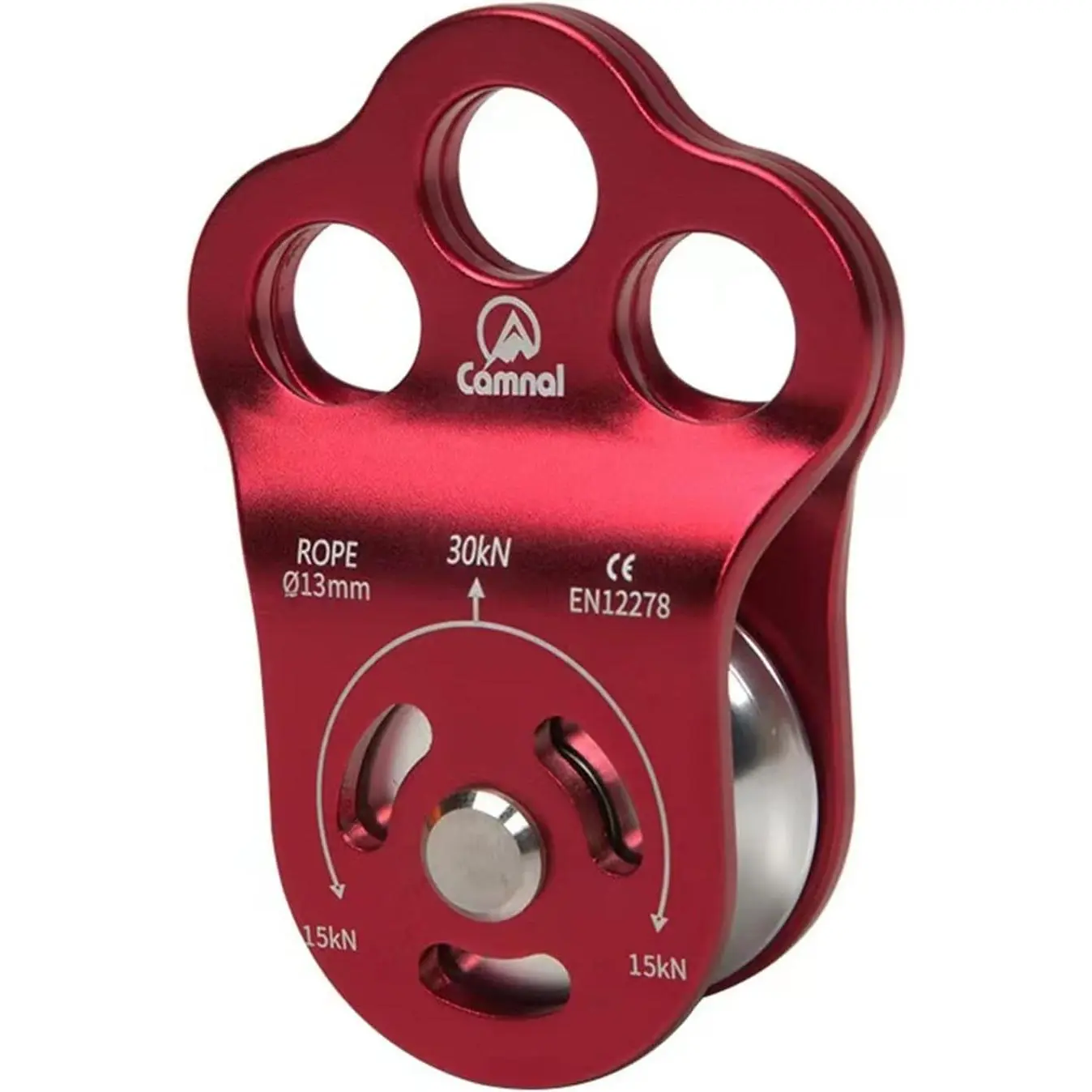 Climbing Pulley 30KN Three Holes Ball Bearing Single Pulley Rock Climbing Pulley for 13mm Rope Hauling, Rock Climbing, Rescue Applications, Zipline Sports Etc