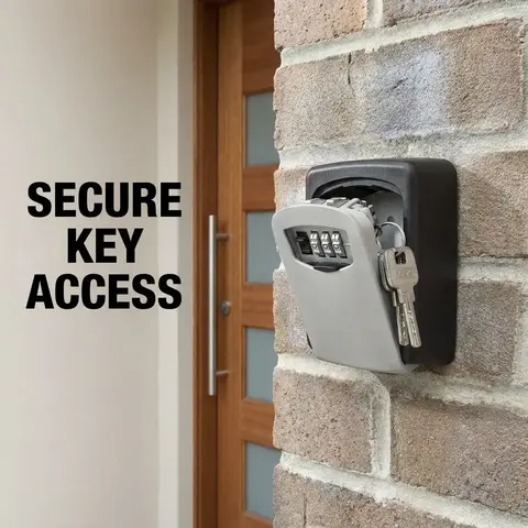 Secure Flip-Open Key Lock Box, Wall-Mounted Plastic Storage Case with 4-Digit Combination Access for Homes, Hotels, and Emergency Use
