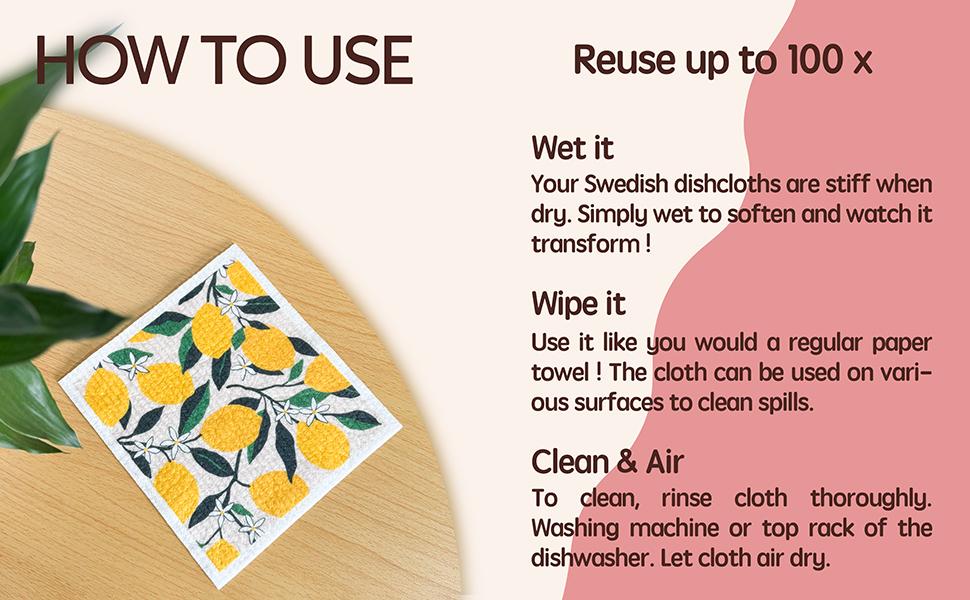 Swedish Dishcloths for Kitchen 5 Pack Super Absorbent Reusable Paper Towels Washable Biodegradable Quick Drying Dishwasher Safe Compact Design Cleaning Wipes