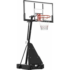 Portable Basketball Hoop with 48" Backboard – 4.92-10ft Quick Adjustable Goal System with Wheels, for Court, Backyard & Driveway