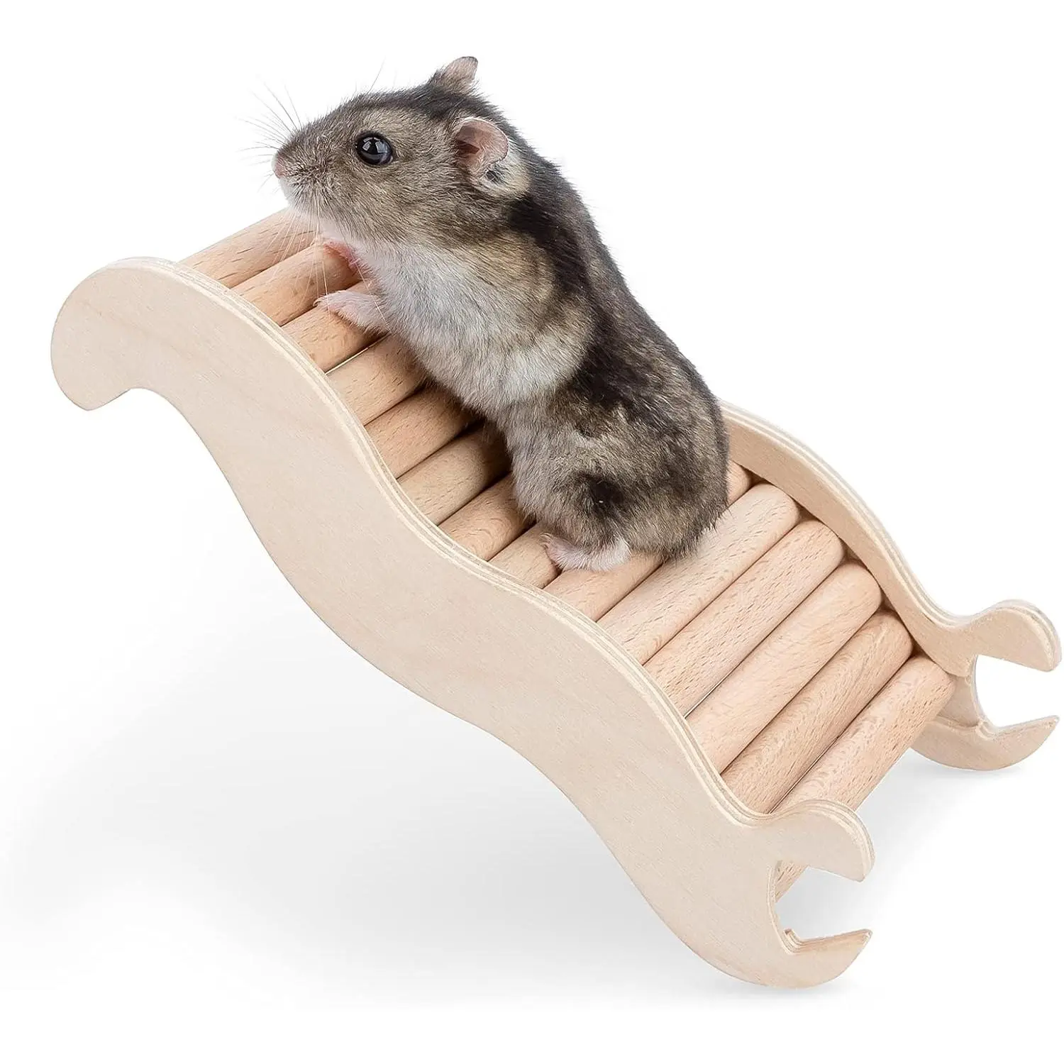 Wooden Hamster Climb Toy - 1-Piece Climbing Ladder Bridge, Simple Look Exercise Aid for Gerbil Mouse Small Animals Cage Accessory