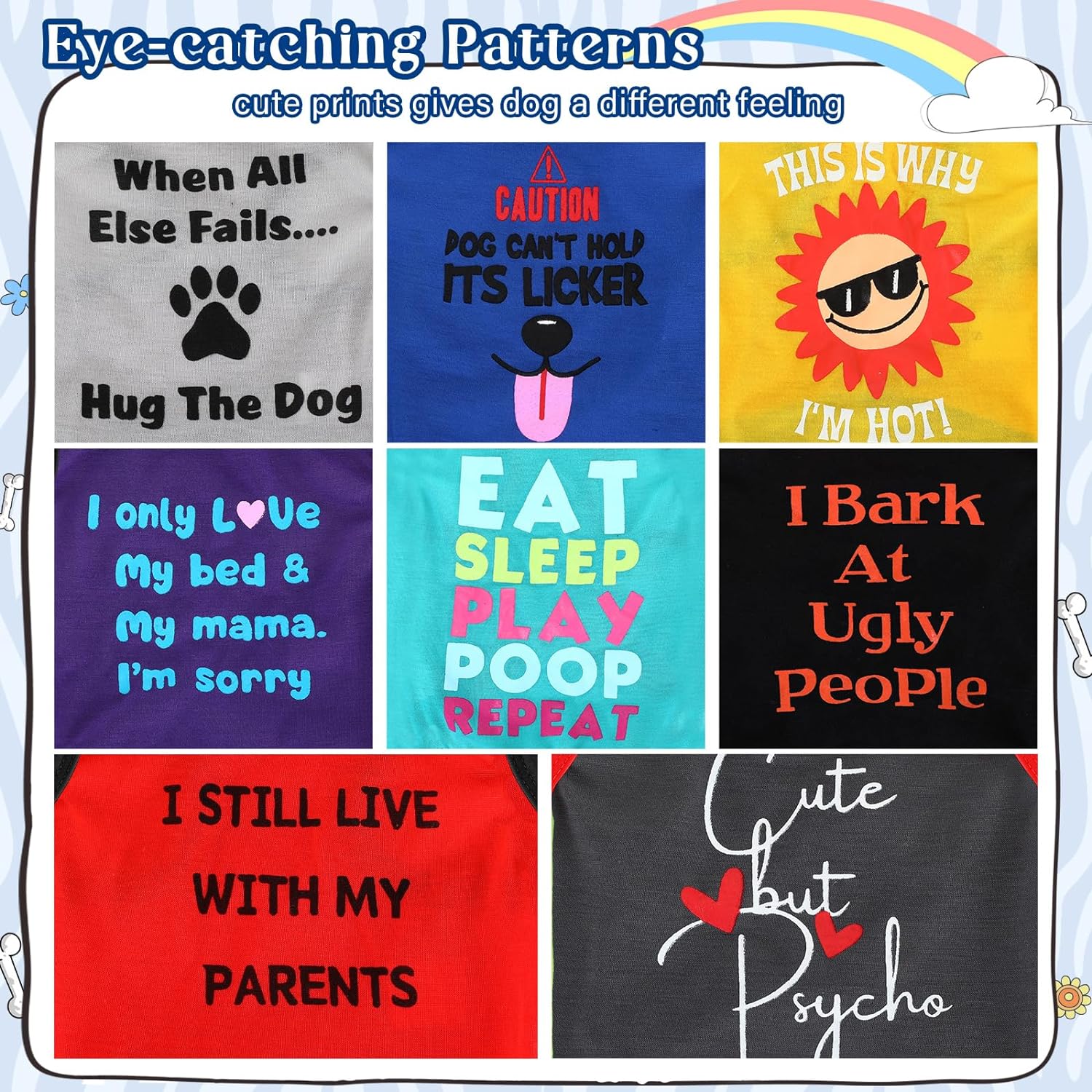 8 count  Shirts Pet Printed Clothes with Funny Letters Summer Pet T Shirts Cool Puppy Breathable  Outfit Soft Sweatshirt Cats(Delicate ,Small)