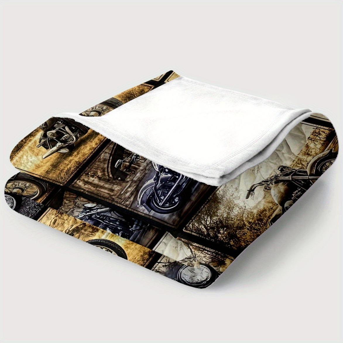 Single Piece Motorcycle Blanket in Grid Design - a Lightweight Bedding Option for Home Use, Perfect for Sofas, Beds, Travel, Camping, Living Rooms, Offices, And Chairs. Made from Soft And Warm Fabric with a Digital Print----Warm Haven Textiles