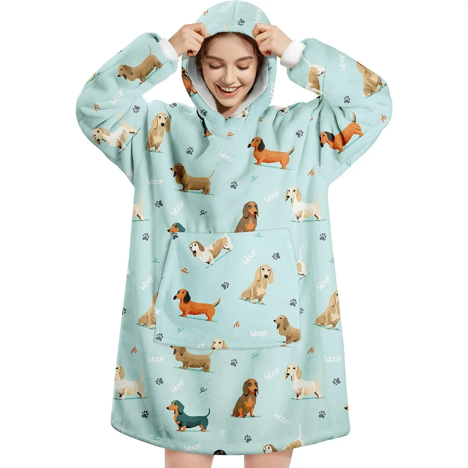 Wearable Blanket Hoodie,  Flannel Comfy Sweatshirt for Adults,Warm Cozy Hooded  Blanket