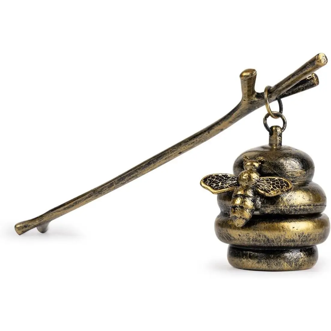 Vintage Bronze Beehive Candle Snuffer Extinguisher - Long Handle for Safe Flame Out, Decorative Candle Accessory with Bee Design