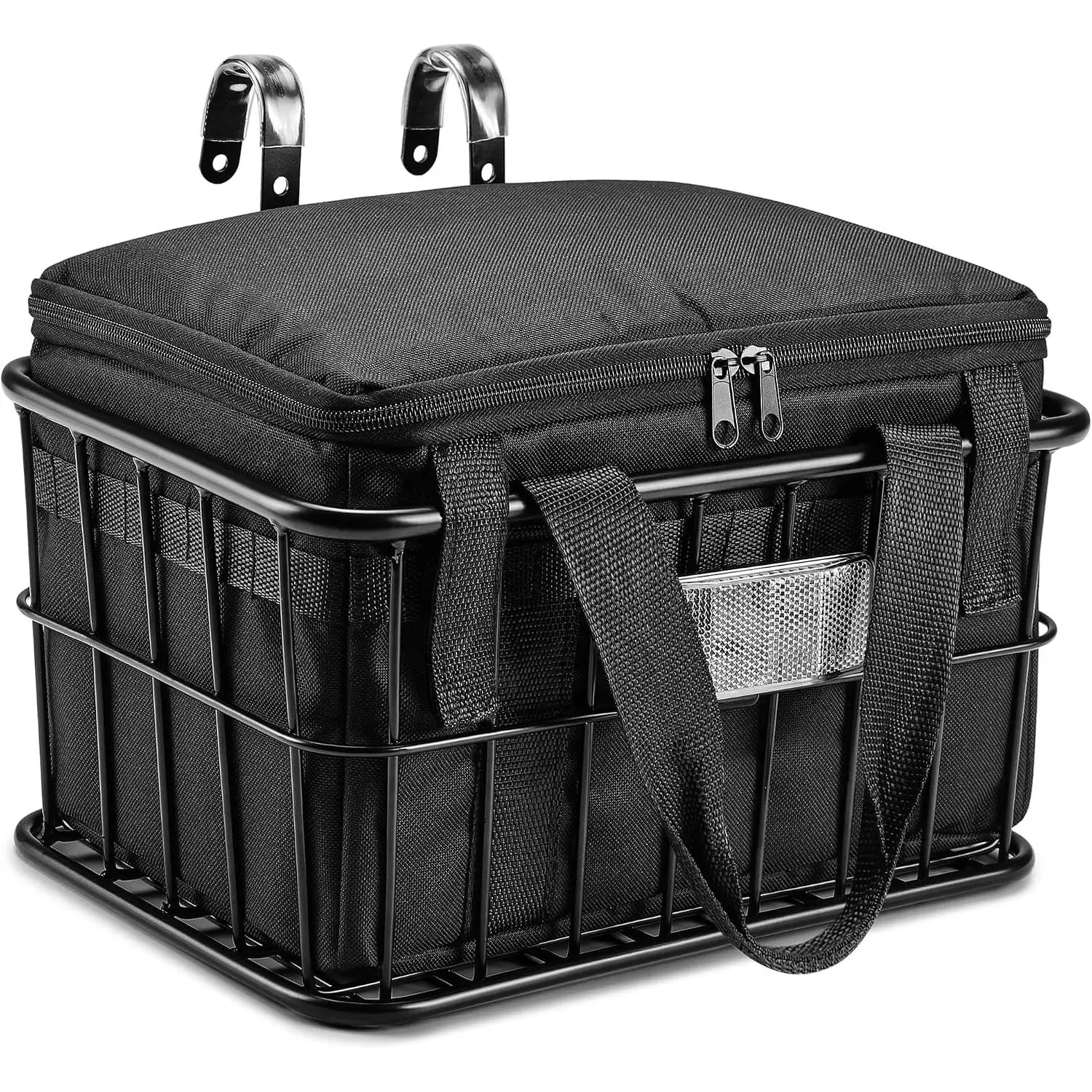 Basket Front with Removable Liner Bag, Large  Front Basket for Men Women, Heavy Duty Metal  Cargo Basket for Adult Bikes, Ebike, Electric , Mountain , City , Cruiser