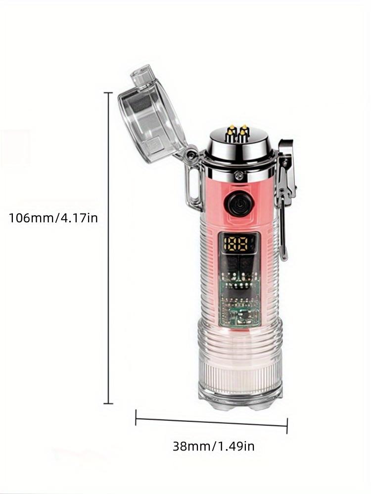 Windproof USB-C Rechargeable Lighter with Flashlight, Fast Charging,Compact & Portable for Camping, Hiking, Travel - Ideal Outdoor Survival, Gifts for Men, Electricians, Mechanics - Safe Flameless Plasma Ignition, Camping Gear