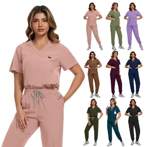 Quick-dry short-sleeve scrub suits for men and women, dental nurse and doctor two-piece sets, hospital workwear