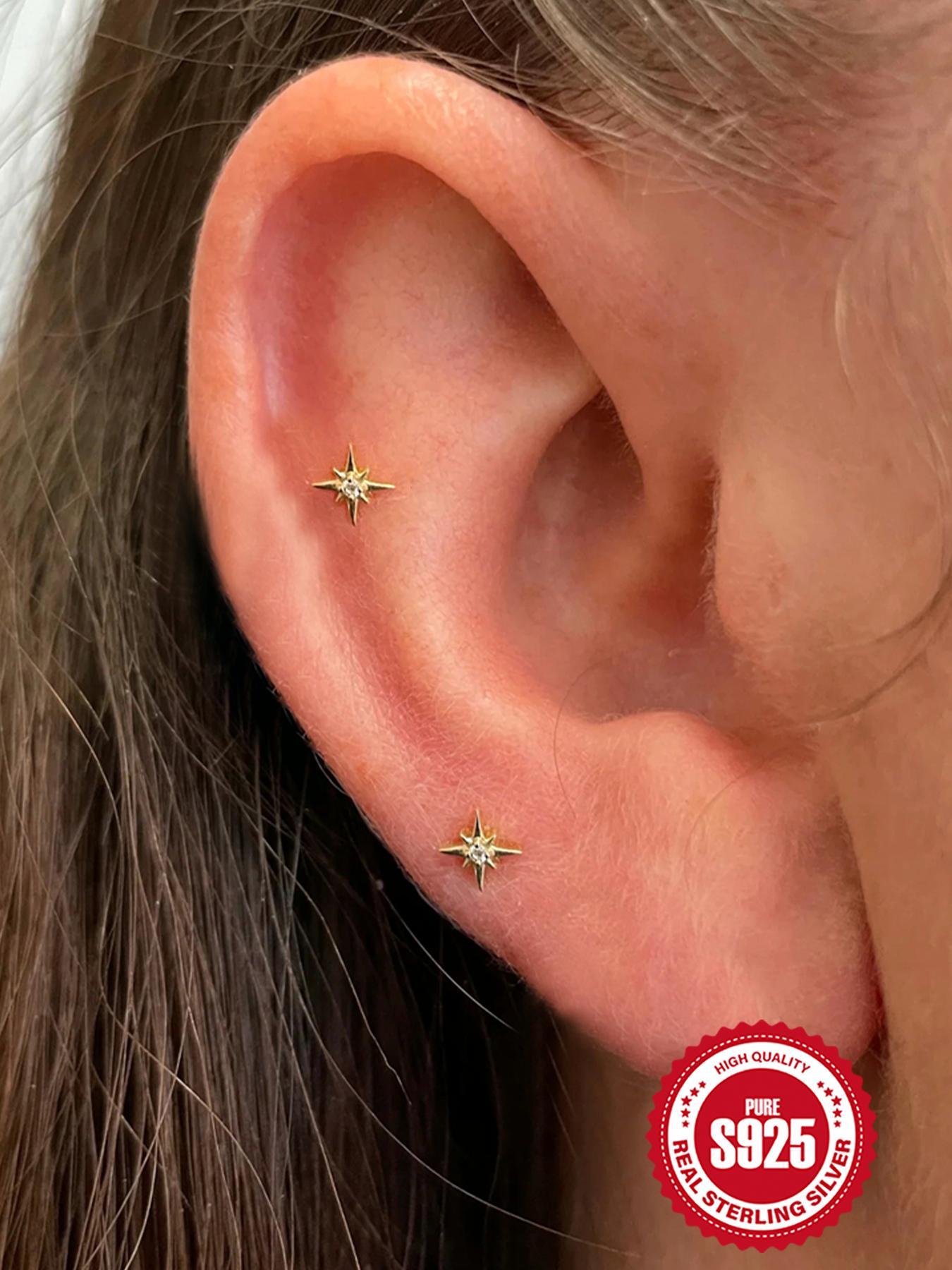 925 Sterling Silver Cute Heart Shaped Stud Earrings, Fashionable Earrings for Women & Girls, Trendy All-match & Exquisite Jewelry for Birthday Gift