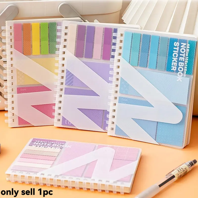2-in-1 Sticky Notes Set - 220 Sheets Multi-Functional Sticky Notes Tabs with 120 Pages Lined Date Notebooks, Self-Stick Note Pads Sticky Tabs for Note Taking Bible Office, Pink