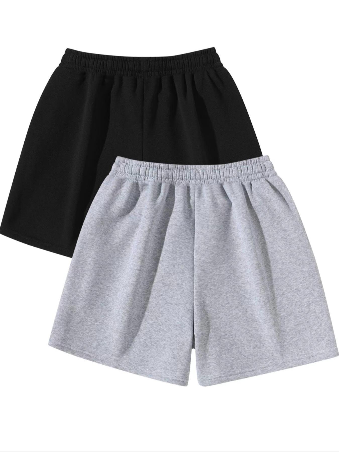 Men's Solid Plain Drawstring Waist Shorts, Casual Comfy Breathable Side Pocket Shorts for Summer, Men's Bottoms for Daily Wear