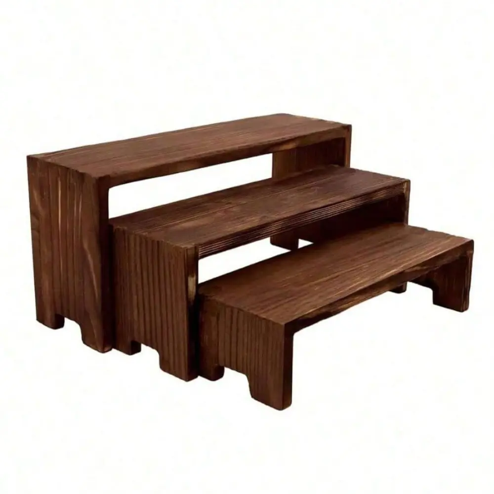 3pc/Set Wooden Display Rack , Three-Tier Rectangular Cake Stand, Perfume & Cologne Organizer, Decorative Wood Shelf for Home Decoration