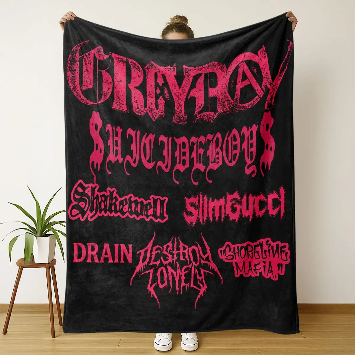 Grayday $uicideboy$ Throw Blanket, Gothic Rap Flannel, Soft Cozy Music Fan Blanket for Sofa Bed Gift, Perfect for Fans