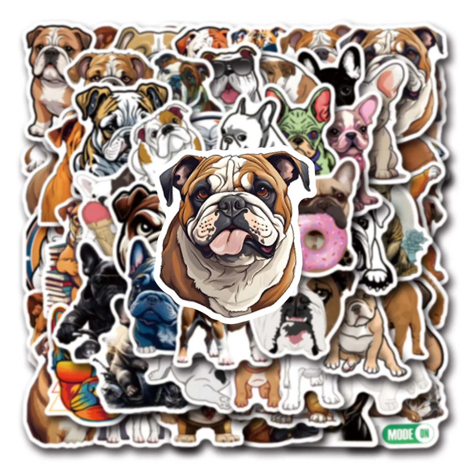 55 Cute Dog Series Bulldog Stickers, Waterproof Car Luggage Cup Phone Case Decals, Adorable Bulldog Graffiti Stickers for Various Uses