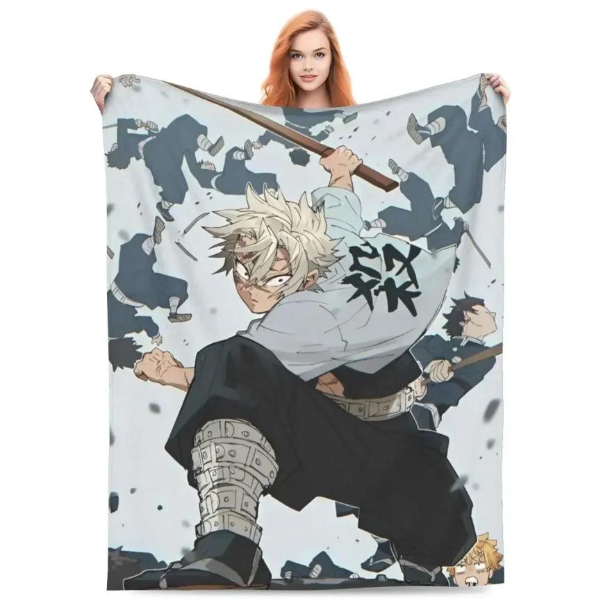 Demon Slayer Wind Hashira Sanemi Blanket Ultra Soft Flannel Plush Cozy Warm Bedroom Couch Sofa Bedding Lounge Throw Quilt Decor Decorative Throw Perfect Birthday Gift Christmas Gift for Anime Fans Kids Adults Viral Trending Shinazugawa Aesthetic Style
