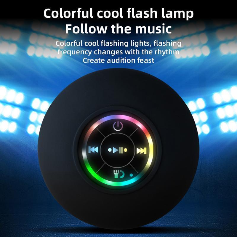 Party Gift Mini Waterproof Speaker, Portable Wireless Speaker With Suction Cup, USB Rechargeable Black Audio Bluetooth Speaker, Wireless Version Life for Parties, Bathroom, Travel, Home, Outdoor, Gifts for Thanksgiving Christmas New Year wireles