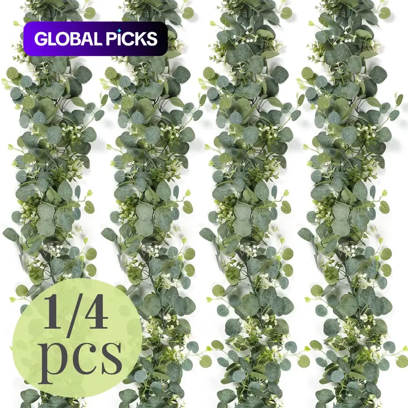 Artificial Eucalyptus Garland, Creative DIY Spring Green Faux Eucalyptus Leaf Vine, Decorative Plants for Wedding Party Home Garden, Fake Plant Vine, Decoration #GLOBAL PICKS